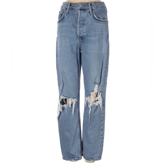 Agolde Denim - AGOLDE Women’s Riley High Rise Distressed Straight Jeans Size 26 Made in Turkey